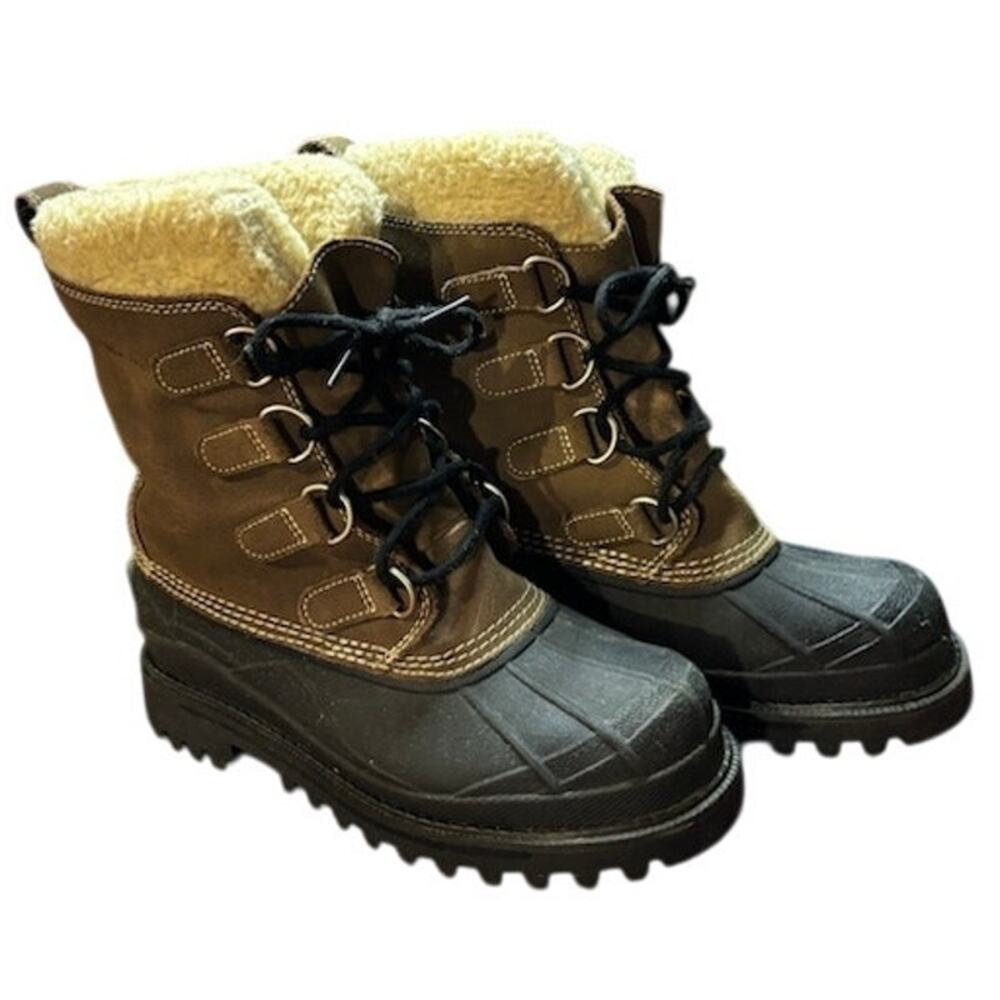 L.L. Bean Women's Snow Boots Winter Suede Outdoor Fleece Lined Size 7 Brown